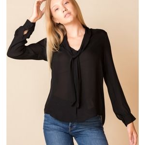 L'AGENCE Gisele BLk tie blouse NWT